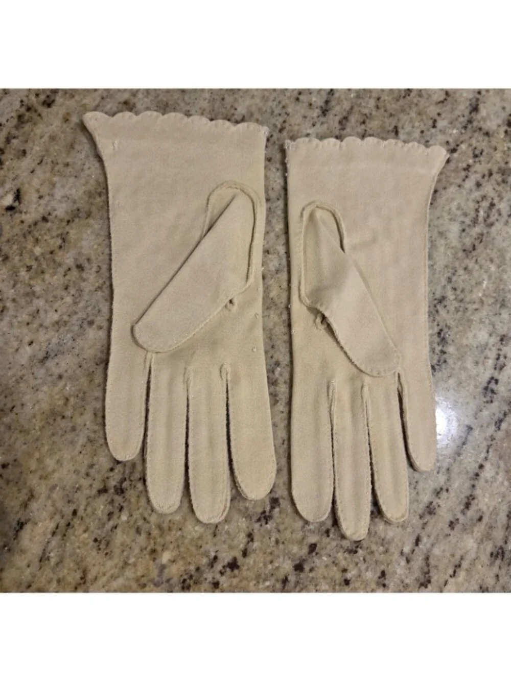 New! Vintage Women Size S/M 6.5 Beige Cotton Beaded Formal Gloves Art Noveau...